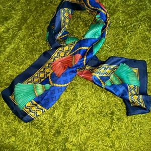 Tassel Printed Silk Scarf